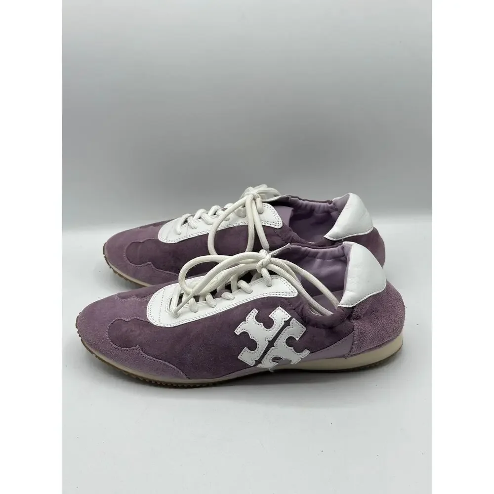 TORY BURCH Tory Lilac Low Top Suede Sneakers Purple Sz 7.5 $269